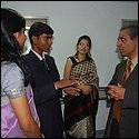 Dr Bodha Welsly is briefed about the latest research work done in tha Skin regeneration Lab. Of.JPG